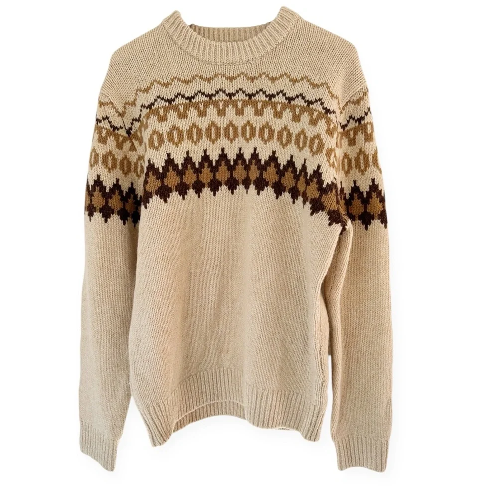 L.L.Bean • 100% Lambswool Fair Isle / Nordic Yoke Sweater